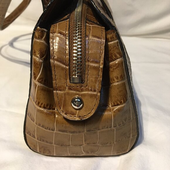 Cognac croco-print leather baguette - Picture 4 of 7